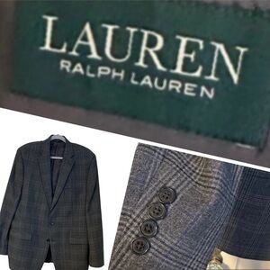 Lauren Ralph Lauren Blazer Gray Window Pane Plaid 44L